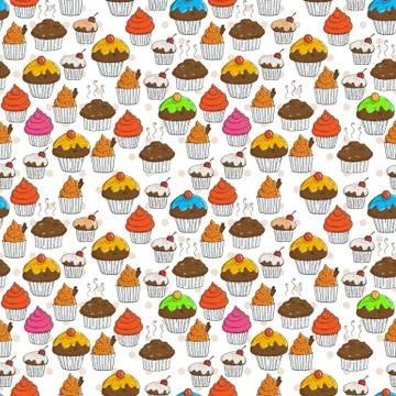 Vector Muffins Seamless Pattern Illustrazione stock