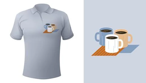 Vector mugs in flat style . Editable illustration Stock Illustration