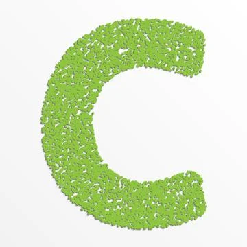 Vector multi color alphabet with grain texture, letter C Stock Illustration