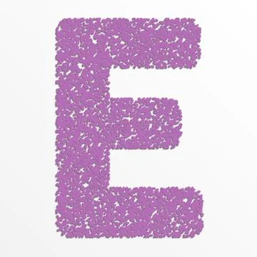 Vector multi color alphabet with grain texture, letter E Stock Illustration