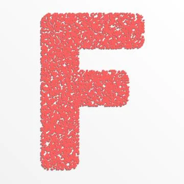 Vector multi color alphabet with grain texture, letter F Stock Illustration