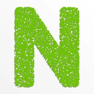 Vector multi color alphabet with grain texture, letter N Stock Illustration