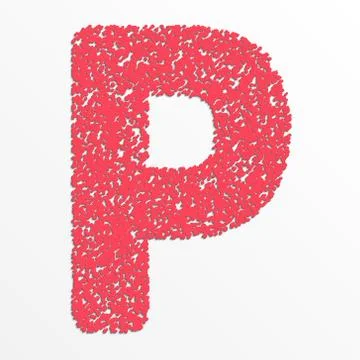 Vector multi color alphabet with grain texture, letter P Stock Illustration