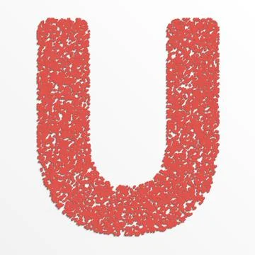 Vector multi color alphabet with grain texture, letter U Stock Illustration