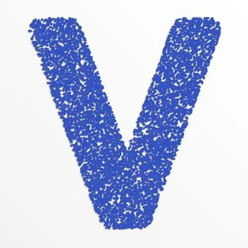 Vector multi color alphabet with grain texture, letter V Illustrazione stock