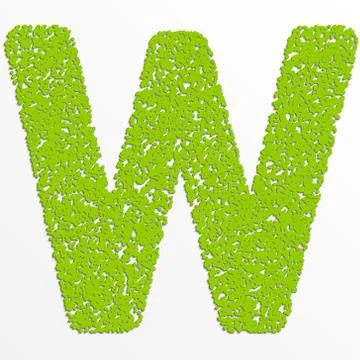 Vector multi color alphabet with grain texture, letter W Stock Illustration