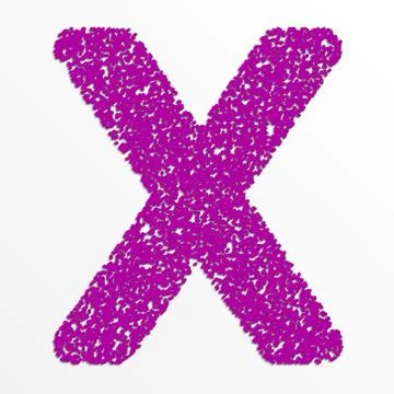 Vector multi color alphabet with grain texture, letter X Stock Illustration