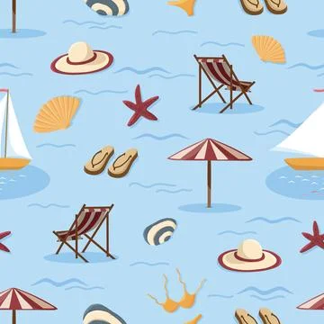 Vector multi-colored seamless pattern on the theme of summer sea holidays Illustrazione stock