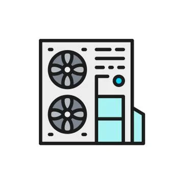 Vector multi-split system, air conditioner flat color line icon. 库存插图