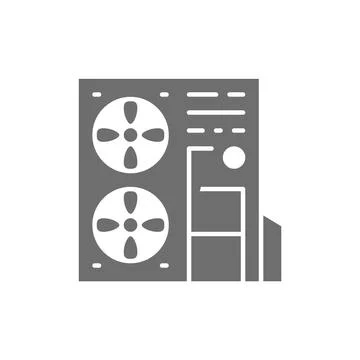 Vector multi-split system, air conditioner grey icon. 库存插图
