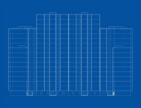 Vector multi-storey residential building Ilustración de archivo