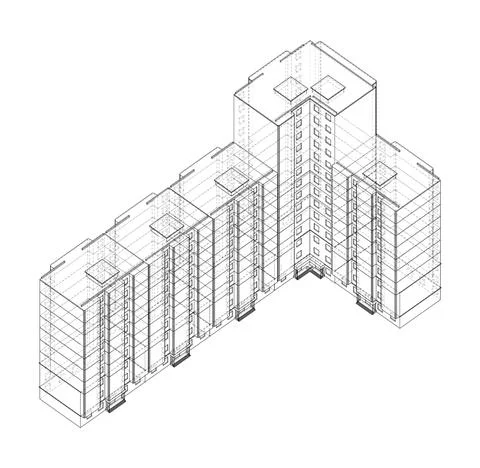 Vector multi-storey residential building Stock Illustration