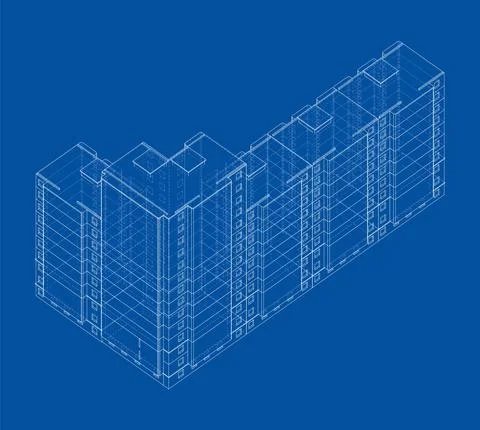 Vector multi-storey residential building Ilustración de archivo