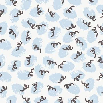 Vector multicolor seamless pattern from blue and brown blots.Free form abstract Stock Illustration