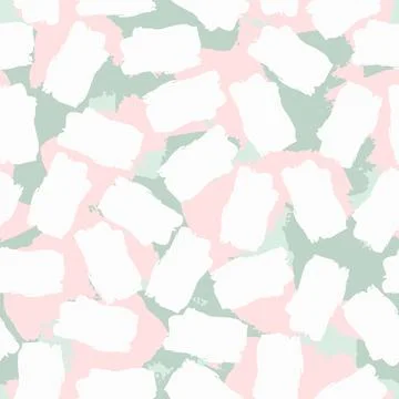 Vector multicolor seamless pattern from pink, white, green blots. Free form Stock Illustration