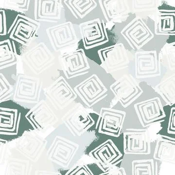 Vector multicolor seamless pattern from white, green blots. Free form abstract Stock Illustration