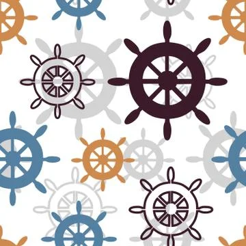 Vector multicolor wheels repeat seamless pattern on white background. Stock Illustration