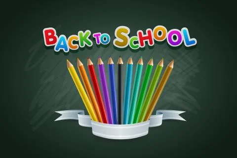 Vector multicolored "Back to School" text. Stock Illustration
