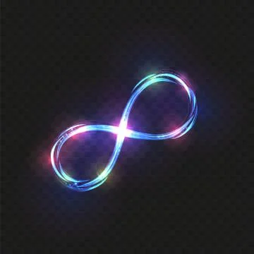 Vector multicolored blue and pink transparent magic glowing light infinity si Stock Illustration