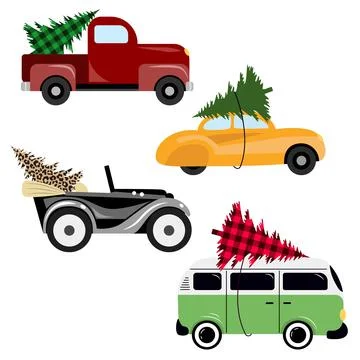 Vector multicolored cars set winter Illustrazione stock