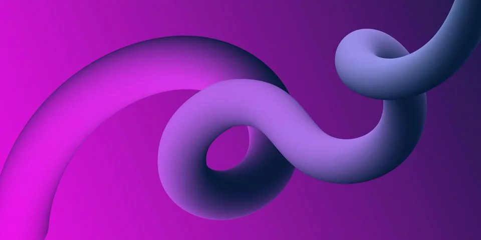 Vector multicolored purple background with gradient and abstract 3d tube shape Stock Illustration