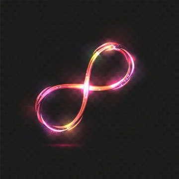 Vector multicolored yellow and pink transparent magic glowing light infinity  Stock Illustration