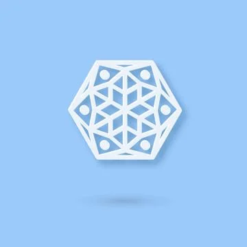 Vector Multilayered Paper Snowflake icon. Paper cut snow flake isolated on Stock Illustration