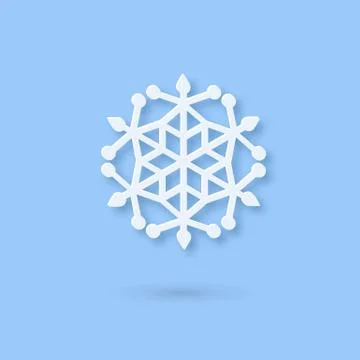 Vector Multilayered Paper Snowflake icon. Paper cut snow flake isolated on Stock Illustration