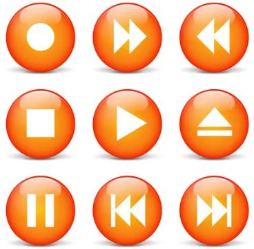 Vector multimedia orange web buttons Stock Illustration