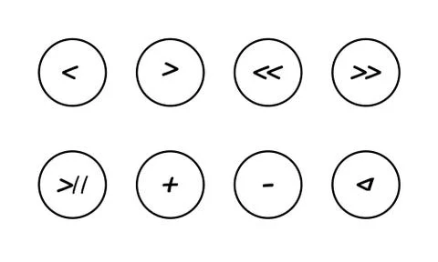 Vector Multimedia player controls icons. Comic or cartoon style. Stock Illustration