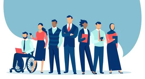 Vector of a multinational inclusive group of confident businesspeople Illustrazione stock