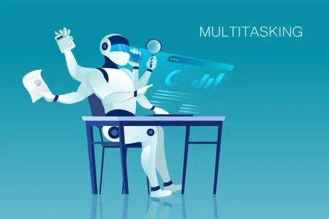 Vector of a multitasking robot イラスト素材