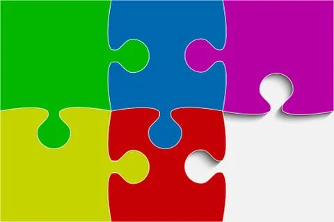 Vector Multu Color Piece Puzzle Jigsaw. Stock Illustration
