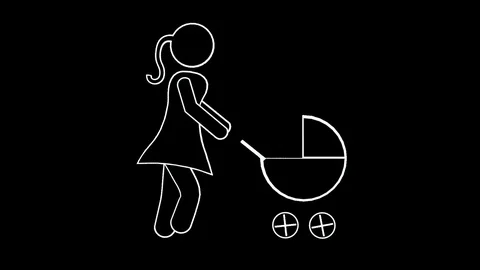 Vector Mum Pushing Pram Stock Footage