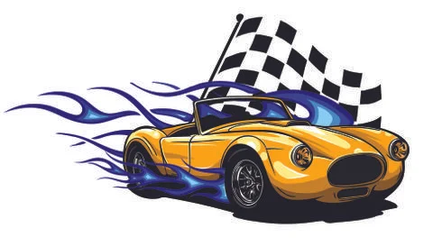 Vector muscle car with flames Crazy race Stock Illustration