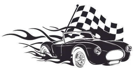 Vector muscle car with flames Crazy race Illustrazione stock
