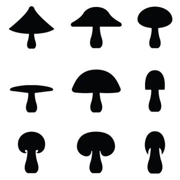 Vector mushroom icon collection. Stock Illustration