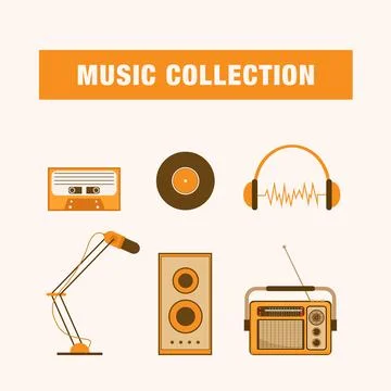 Vector music elements collection. Stock Illustration