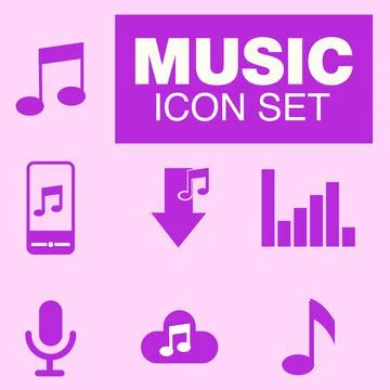 Vector music icon set for mobile or website. Stock Illustration