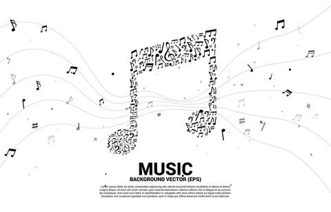 Vector music icon shaped from key note dancing . Concept background for song  Ilustração Stock