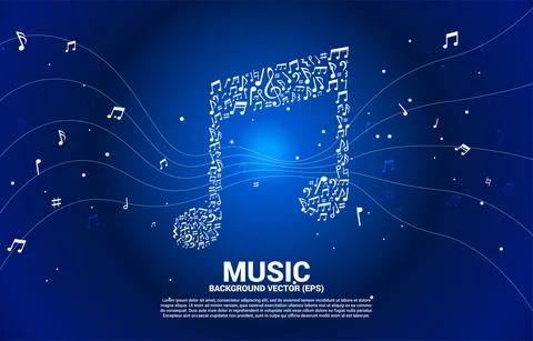 Vector music icon shaped from key note dancing . Concept background for song  Ilustração Stock