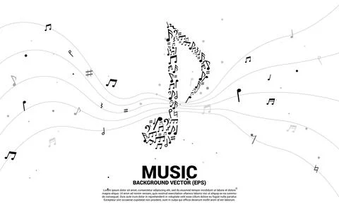 Vector music icon shaped from key note dancing . Concept background for song  Ilustração Stock