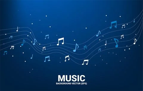 Vector music melody note dancing flow . Concept background for song and conce Stock Illustration
