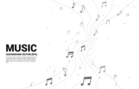 Vector music melody note dancing flow . Concept background for song and conce Stock Illustration