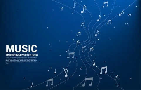 Vector music melody note dancing flow . Concept background for song and conce Stock Illustration