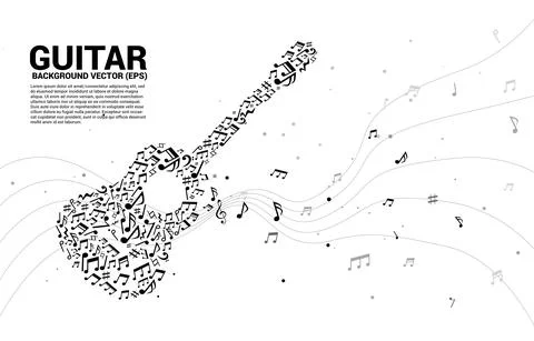 Vector music melody note dancing flow shape guitar icon . Concept background  Ilustração Stock