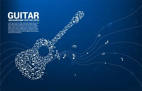 Vector music melody note dancing flow shape guitar icon . Concept background  Ilustração Stock