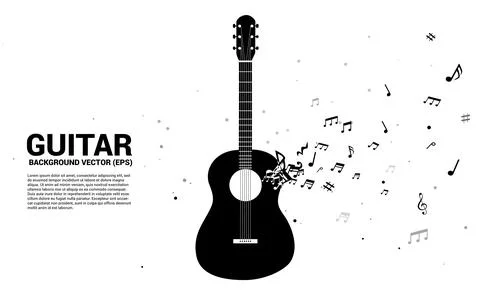 Vector music melody note dancing flow shape guitar icon . Concept background  Ilustração Stock