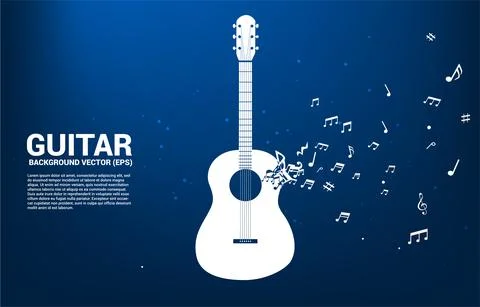 Vector music melody note dancing flow shape guitar icon . Concept background  Ilustração Stock