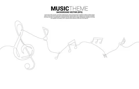Vector music melody note dancing flow from single line . Concept background f Stock Illustration